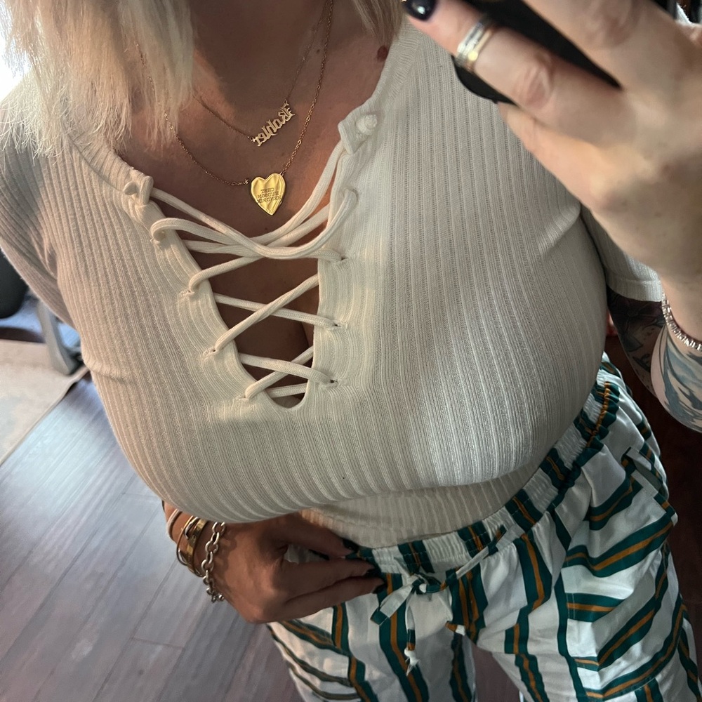 REFORMATION lace up tee